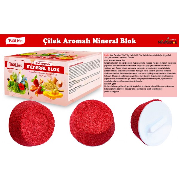 BİOLİVE ÇİLEK AROMALI MİNERAL BLOK 18Lİ KUTU